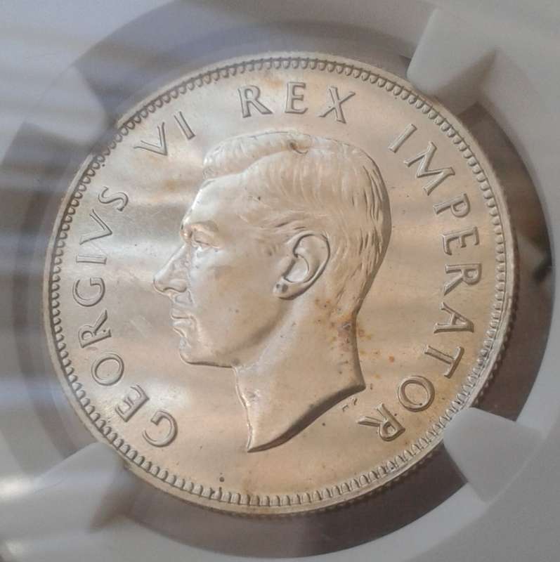 Scarcer 1947 union proof silver 2 1/2 Shillings NGC PF65 (mintage: 2600)