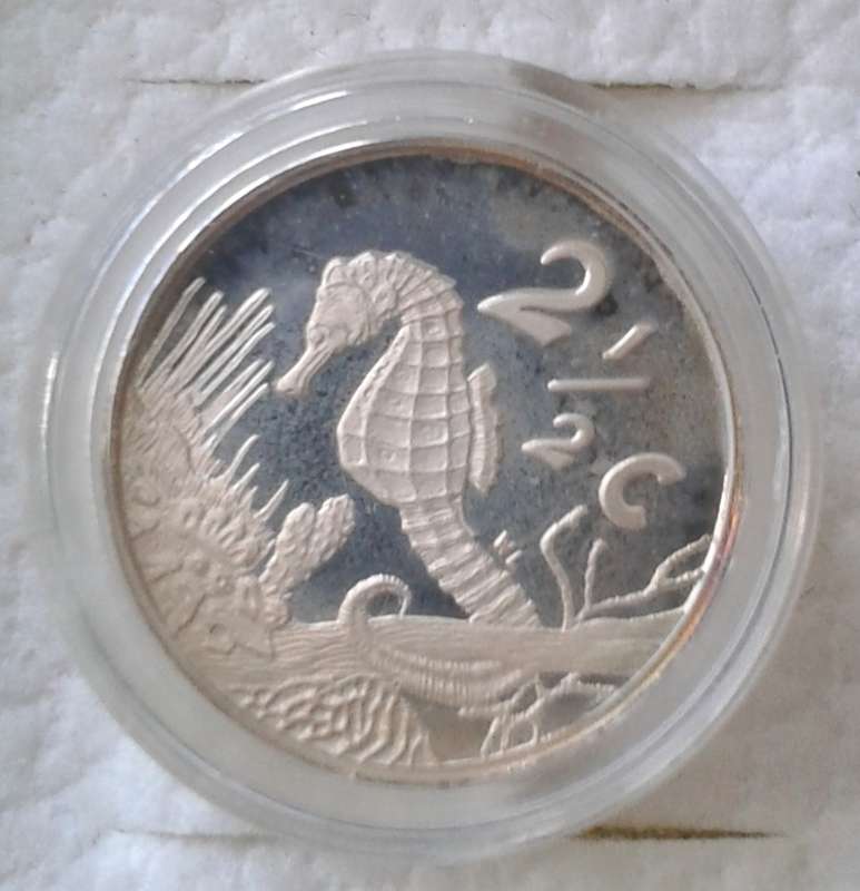 1997 Knysna Seahorse proof silver 2 1/2c in S.A Mint box incl.certificate (mintage: 2627)