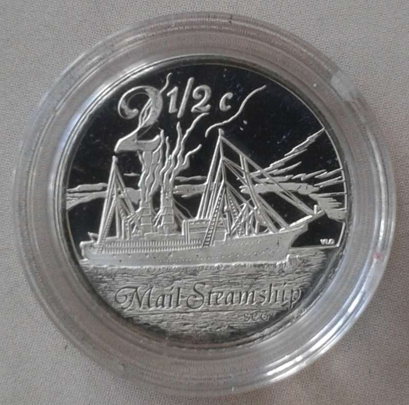 2010 Mail Steamship unc Flypress silver 2 1/2c in S.A Mint bag (mintage: 300)