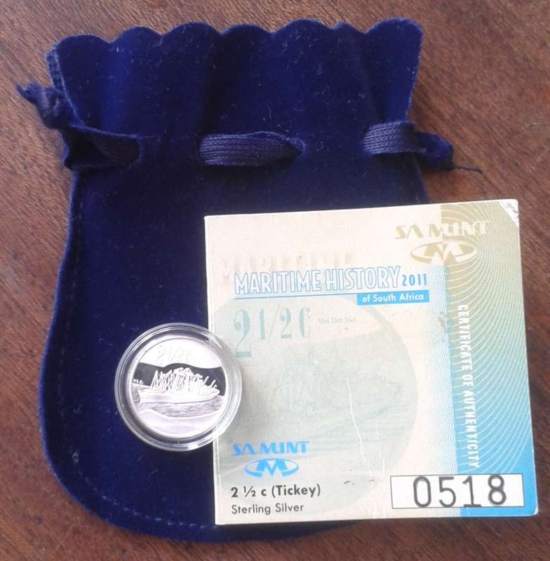 2011 Van Der Stel proof silver 2 1/2c in S.A Mint bag incl.certificate