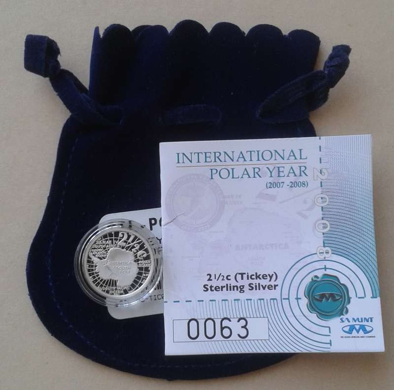 2008 International Polar Year (SA Agalhus) proof silver 2 1/2c in S.A Mint bag incl.certificate