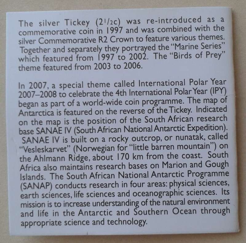 2008 International Polar Year (SA Agalhus) proof silver 2 1/2c in S.A Mint bag incl.certificate