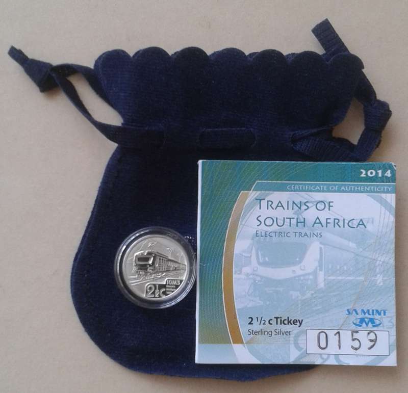 2014 (Trains of South Africa - Class 10M3) proof silver 2 1/2c in bag incl.certificate