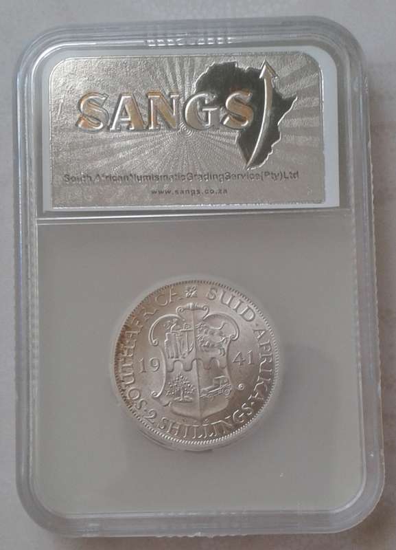 Nice 1941 union silver 2 Shillings SANGS MS62