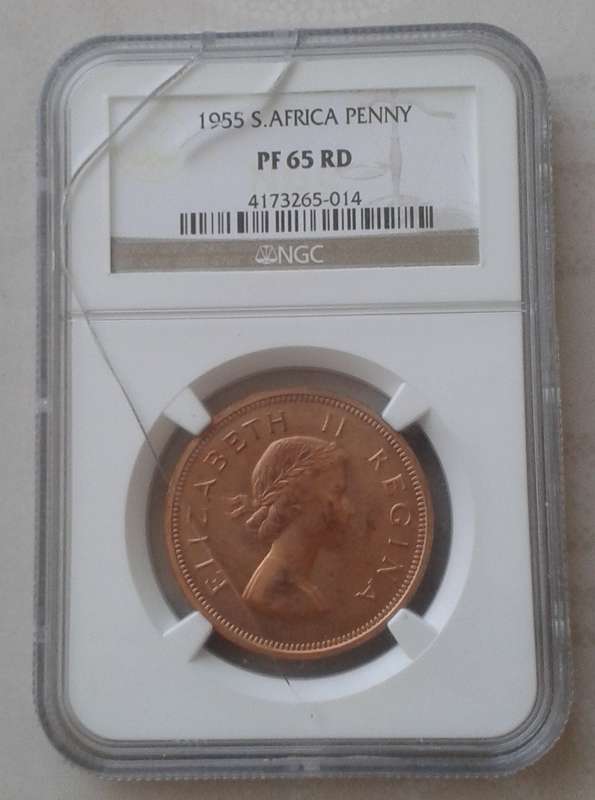 Nice 1955 union proof penny NGC PF65 RD (mintage: 2850)- Case cracked