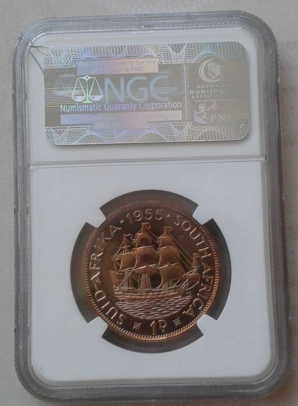 Nice 1955 union proof penny NGC PF65 RD (mintage: 2850)- Case cracked