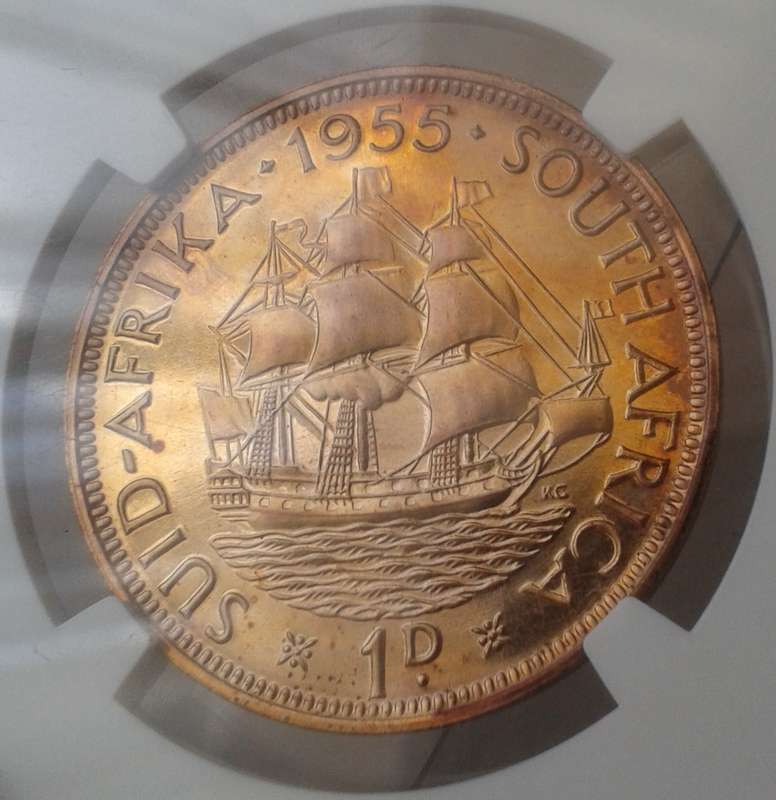 Nice 1955 union proof penny NGC PF65 RD (mintage: 2850)- Case cracked