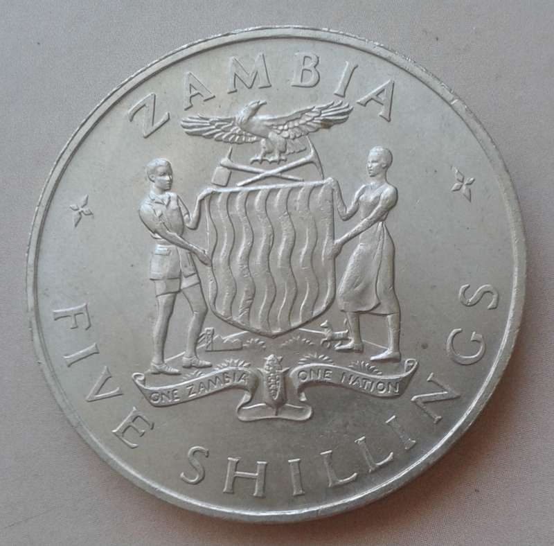Nice 1965 Zambia 5 Shillings (mintage: 10000)