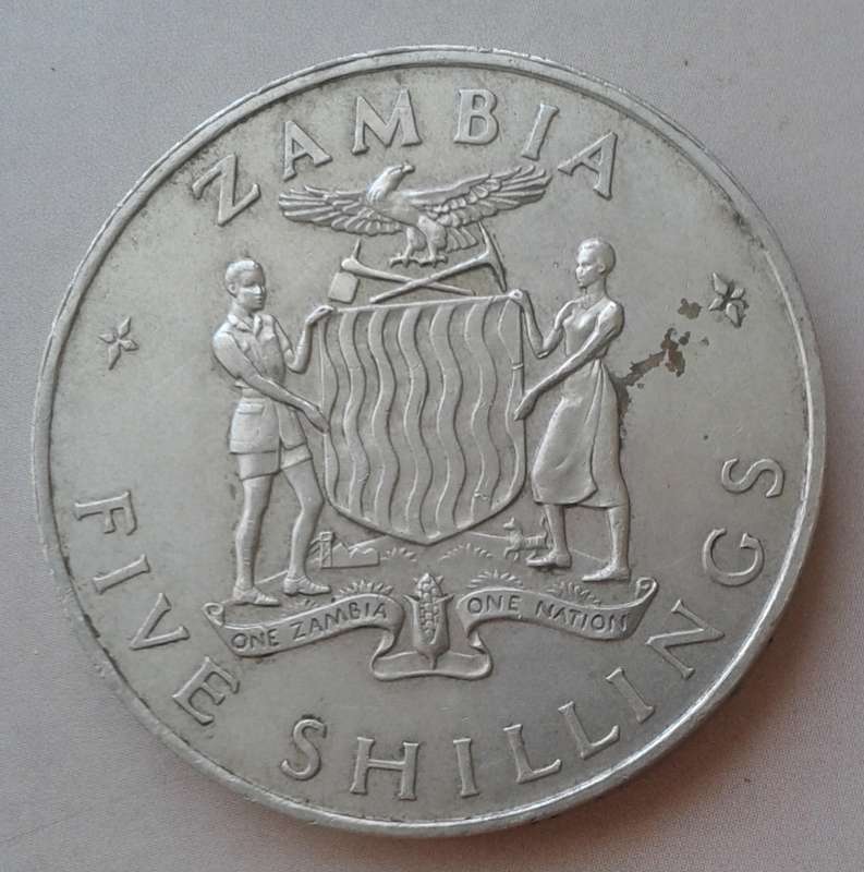1965 Zambia 5 Shillings (low mintage)