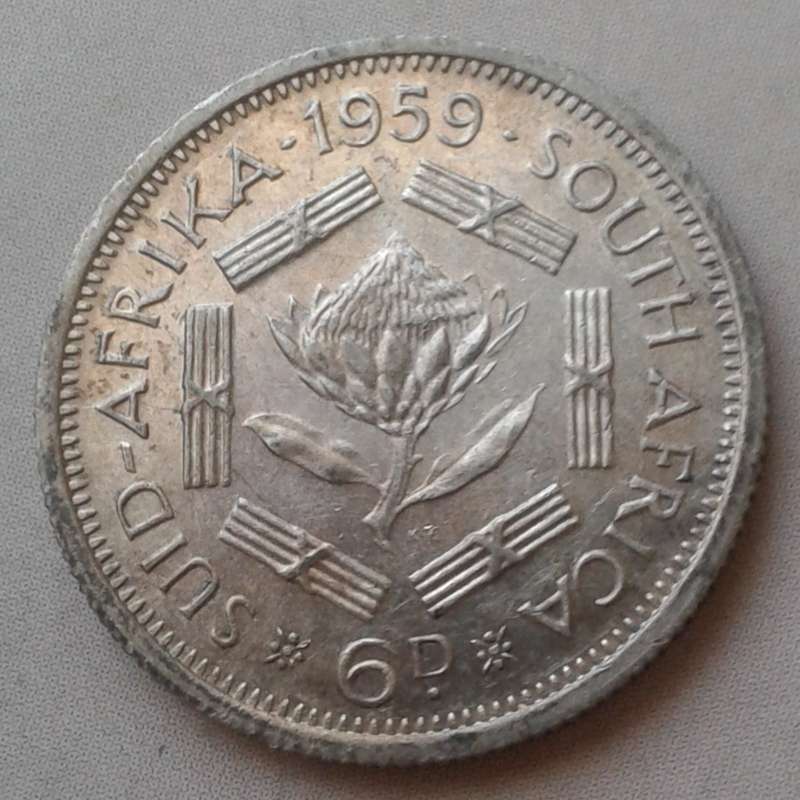 1959 Union silver sixpence