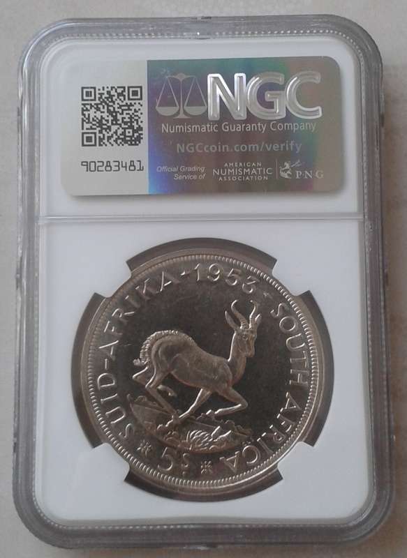 1953 Union silver 5 Shillings NGC PL64 (Proof like)