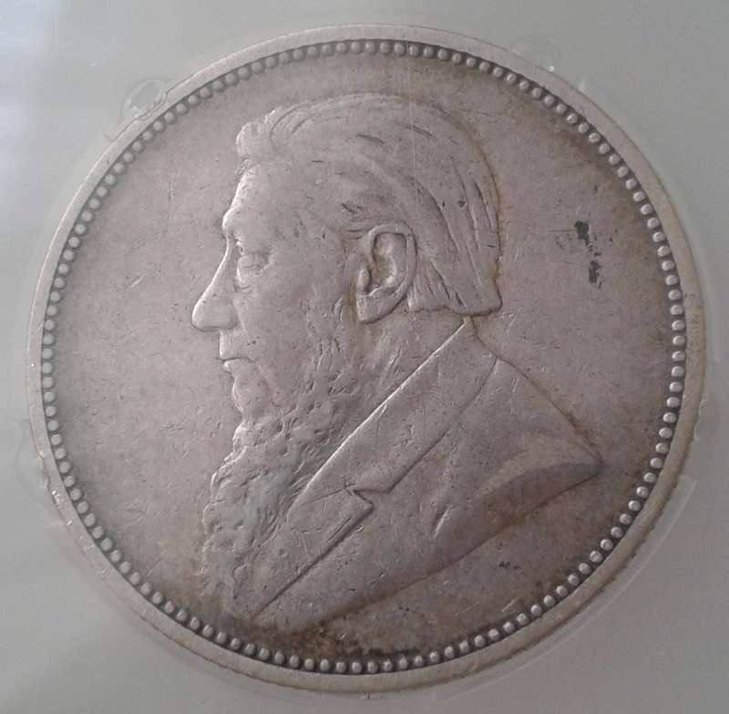 Scarcer 1892 ZAR Kruger silver 2 Shillings SANGS VF25