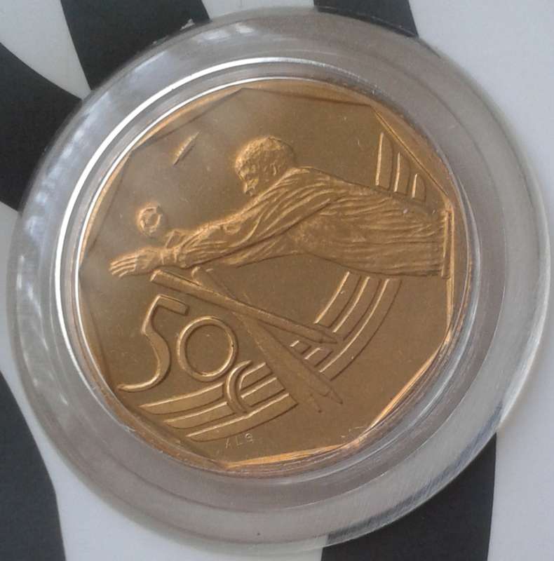 Scarce 2003 error cricket 50c in card minted in Coin World (low mintage)