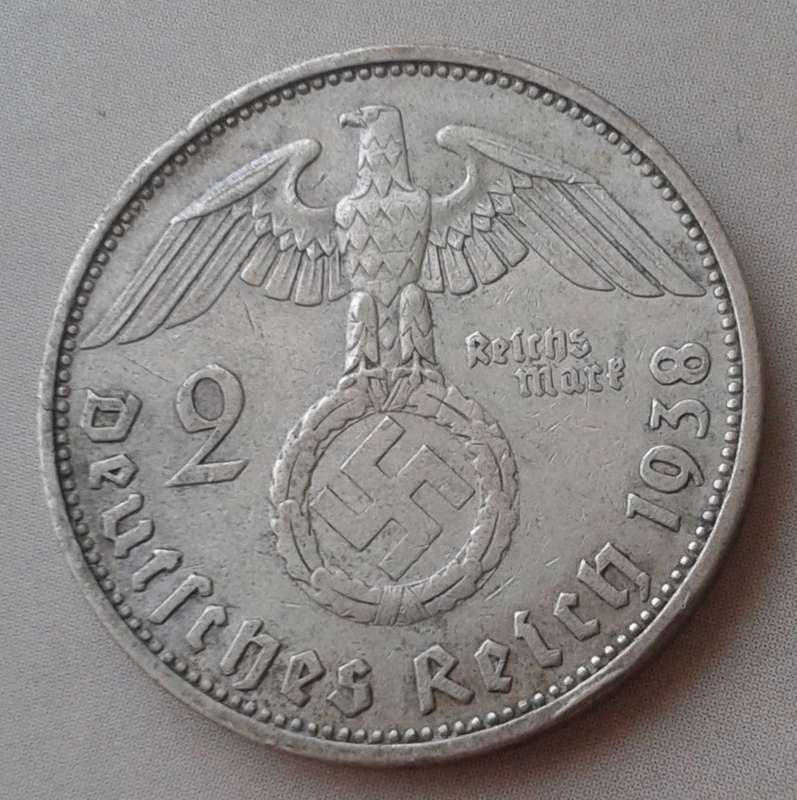 1938 A Germany silver 2 Reichsmark (Third Reich)