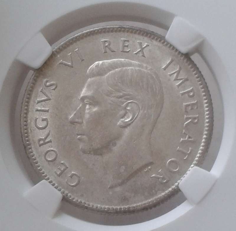 High grade 1939 union silver 2 Shillings SANGS AU58