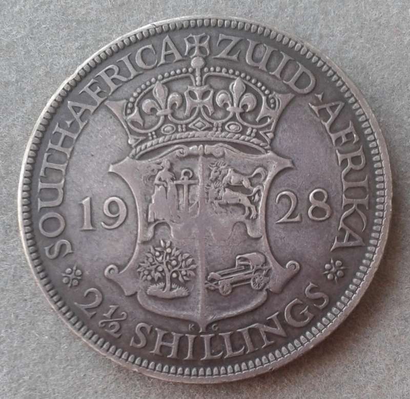 Decent 1928 union silver 2 1/2 Shillings in VF