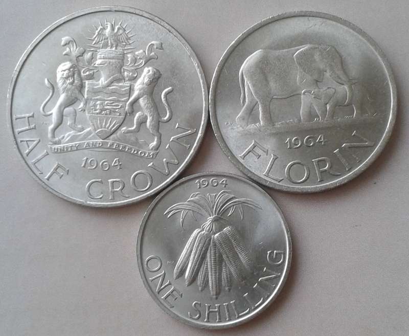 Nice 1964 Malawi set of 3 different coins