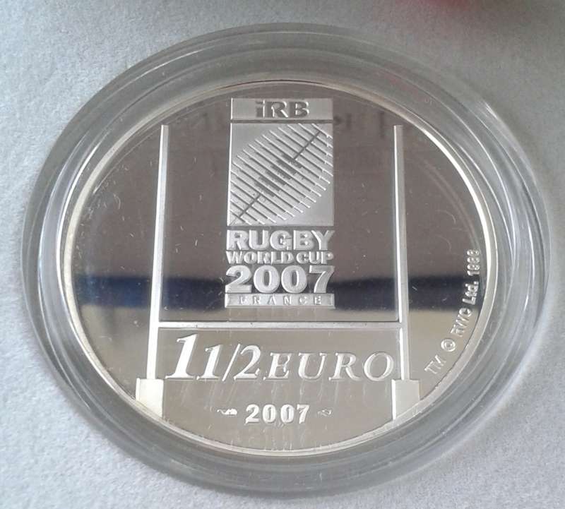 Scarcer 2007 France proof silver 1 1/2 Euro in box incl. certificate (Rugby World Cup)