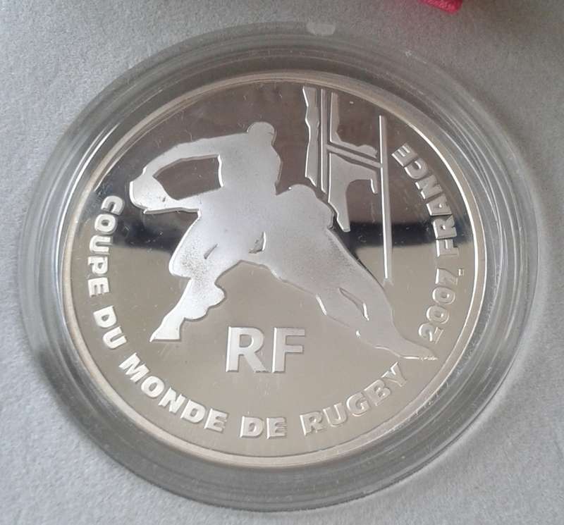 Scarcer 2007 France proof silver 1 1/2 Euro in box incl. certificate (Rugby World Cup)
