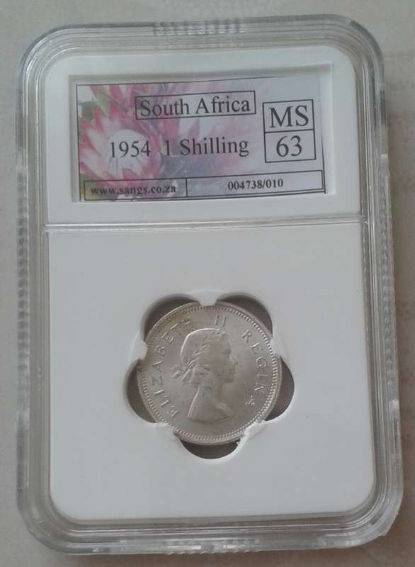 1954 Union silver shilling SANGS MS63