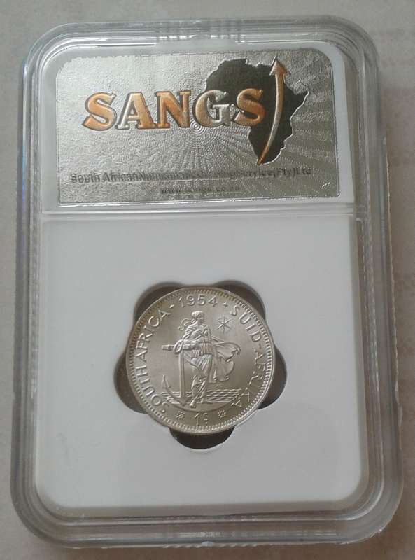 1954 Union silver shilling SANGS MS63