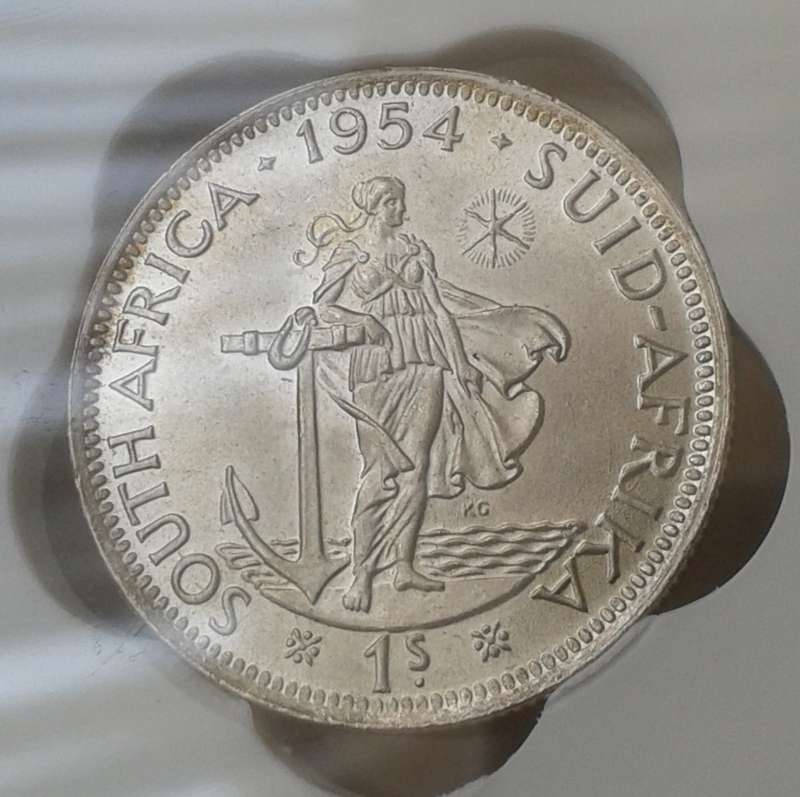 1954 Union silver shilling SANGS MS63