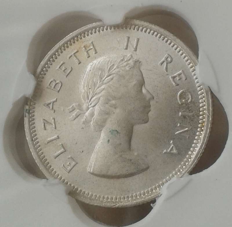 1954 Union silver shilling SANGS MS63
