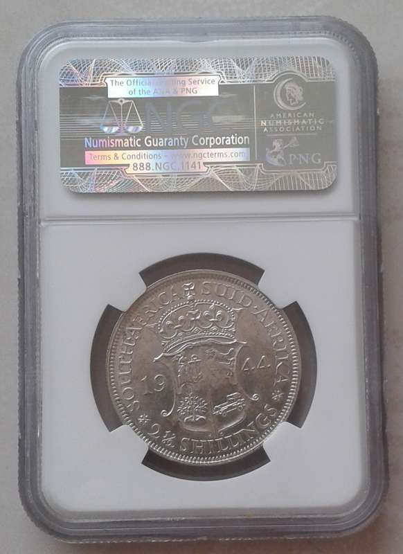 Nice 1944 union silver 2 1/2 Shillings NGC AU55