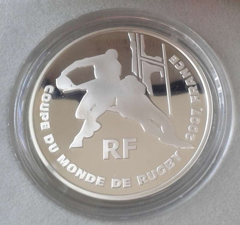 2007 France proof silver 1 1/2 Euro in box incl certificate (Rugby World Cup) - low mintage