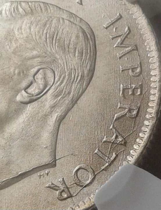 Nice 1942 union silver shilling SANGS MS63 (Cracked Die)