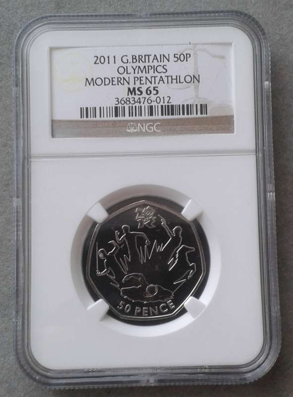 2011 Great Britain 50 Pence NGC MS65 (Olympics - Modern Pentathlon)