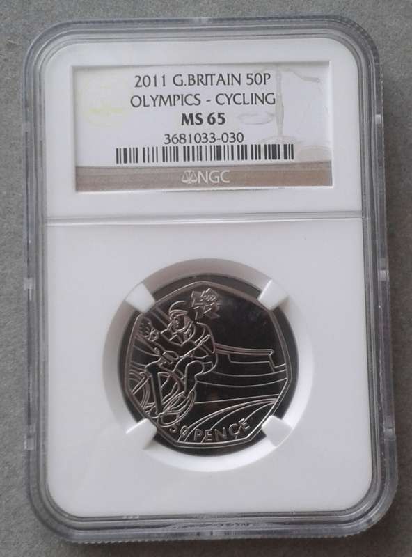 2011 Great Britain 50 Pence NGC MS65 (Olympics - Cycling)