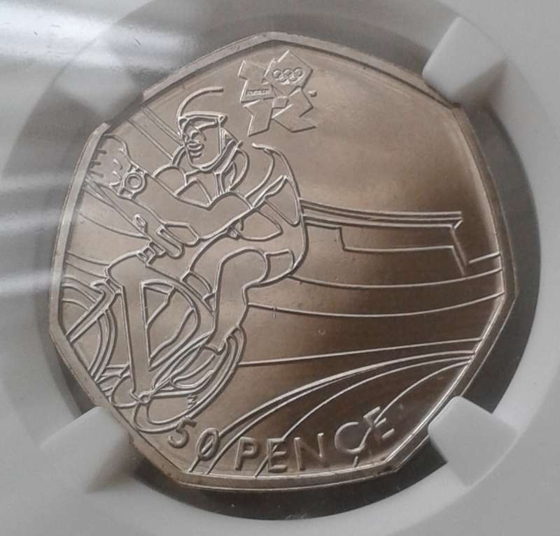 2011 Great Britain 50 Pence NGC MS65 (Olympics - Cycling)