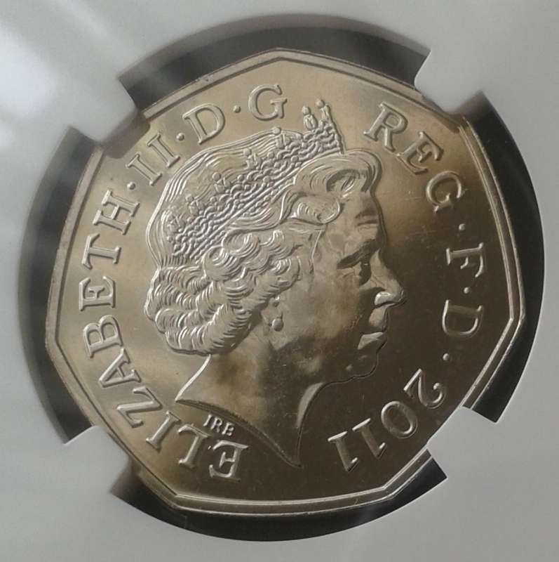 2011 Great Britain 50 Pence NGC MS65 (Olympics - Athletics/High Jump)