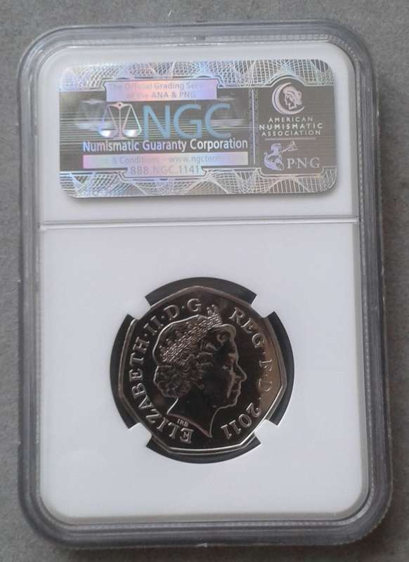 2011 Great Britain 50 Pence NGC MS66 (Olympics - Basketball) Top Pop