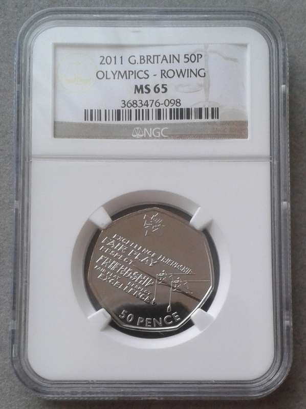 2011 Great Britain 50 Pence NGC MS65 (Olympics - Rowing)