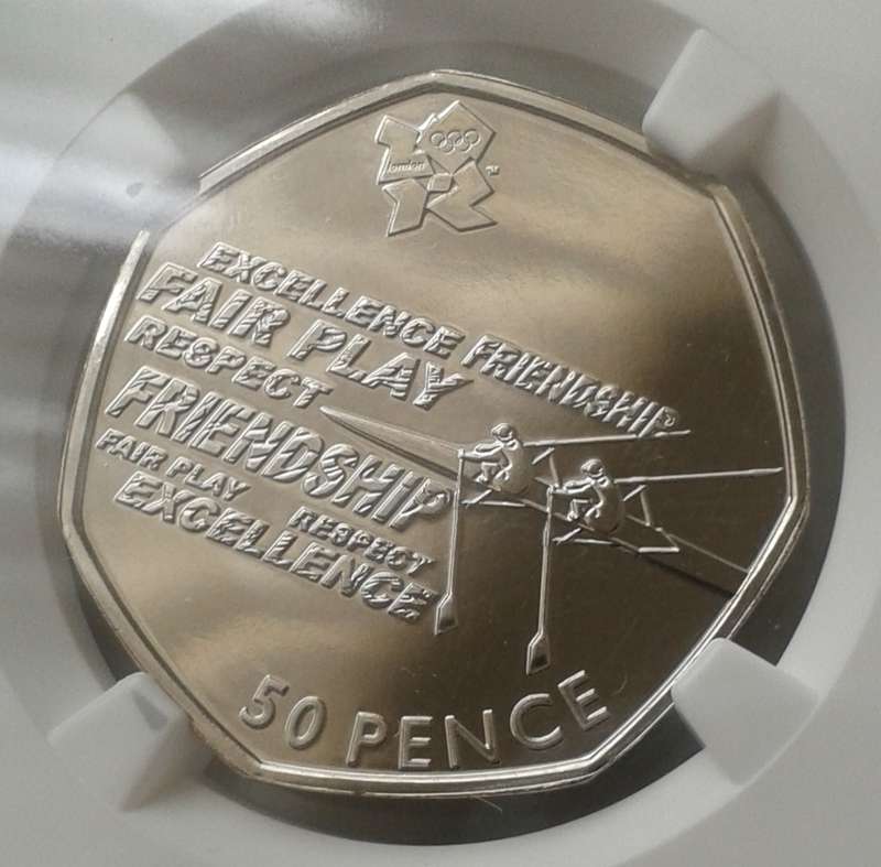2011 Great Britain 50 Pence NGC MS65 (Olympics - Rowing)