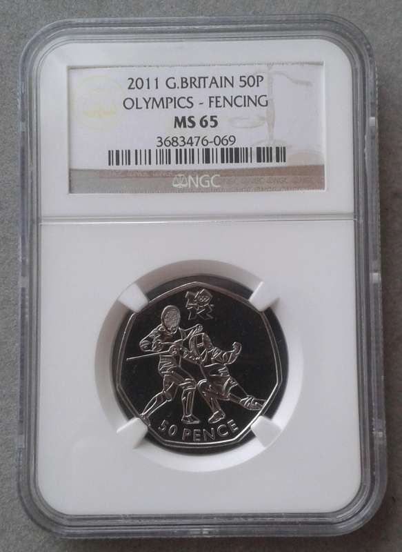 2011 Great Britain 50 Pence NGC MS65 (Olympics - Fencing)