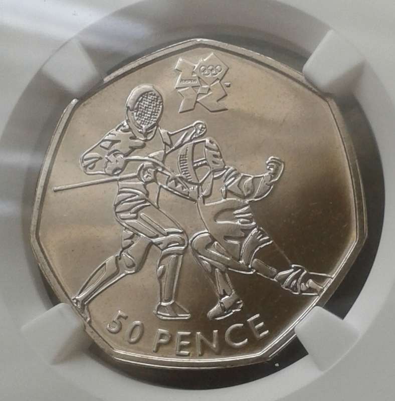 2011 Great Britain 50 Pence NGC MS65 (Olympics - Fencing)