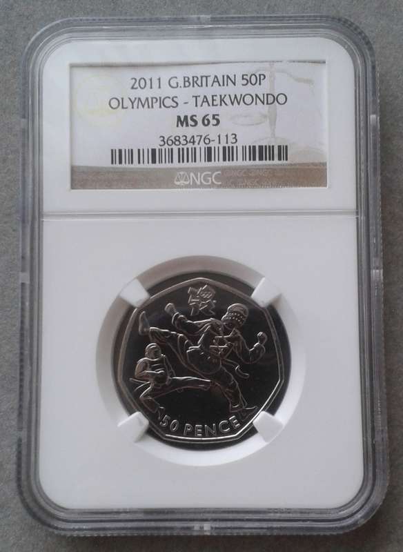 2011 Great Britain 50 Pence NGC MS65 (Olympics - Taekwondo)