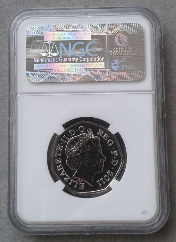 2011 Great Britain 50 Pence NGC MS65 (Olympics - Tennis)