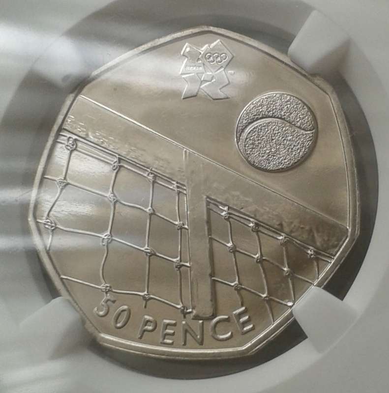 2011 Great Britain 50 Pence NGC MS65 (Olympics - Tennis)