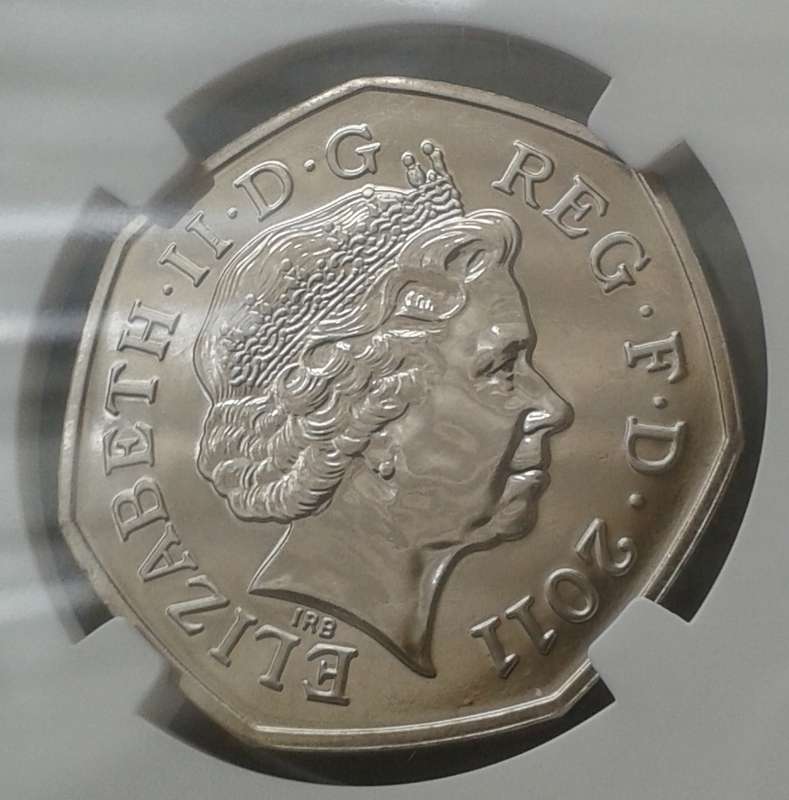 2011 Great Britain 50 Pence NGC MS65 (Olympics - Tennis)