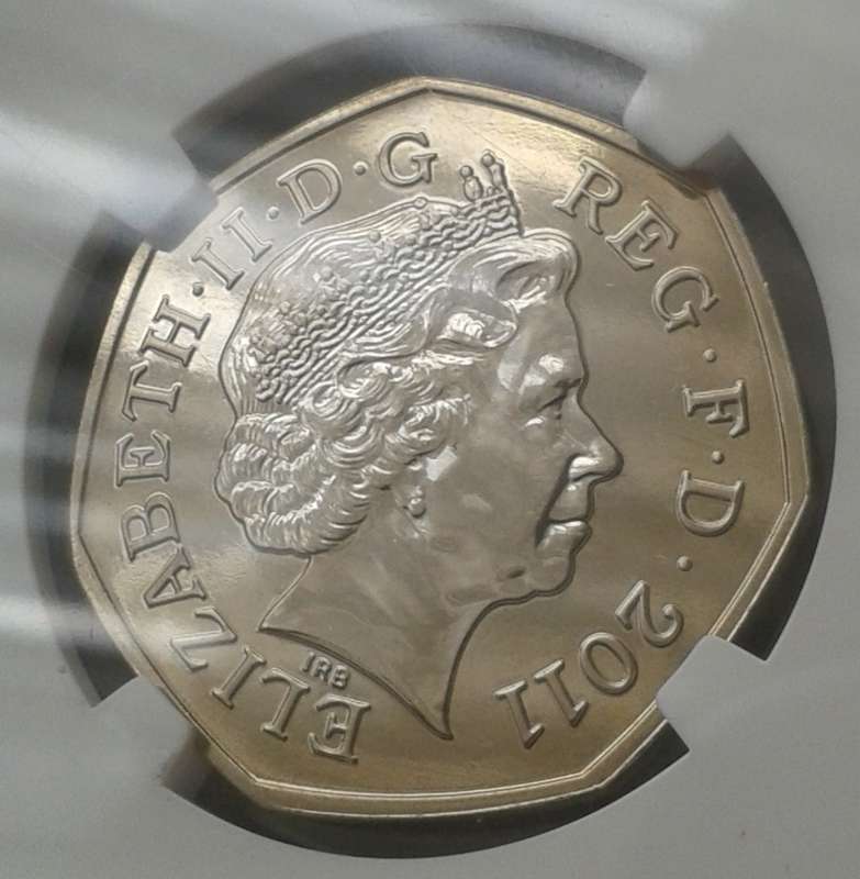 2011 Great Britain 50 Pence NGC MS65 (Olympics - Badminton)