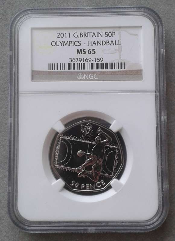 2011 Great Britain 50 Pence NGC MS65 (Olympics - Handball).