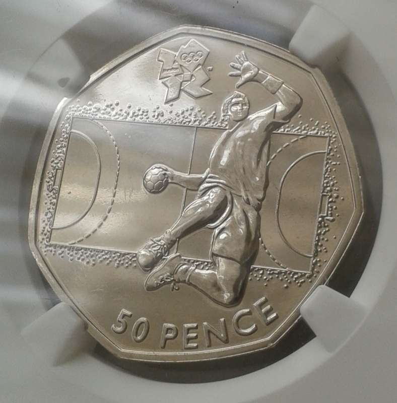 2011 Great Britain 50 Pence NGC MS65 (Olympics - Handball).
