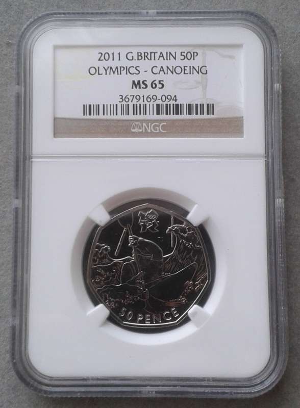 2011 Great Britain 50 Pence NGC MS65 (Olympics - Canoeing)