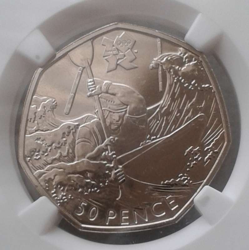 2011 Great Britain 50 Pence NGC MS65 (Olympics - Canoeing)