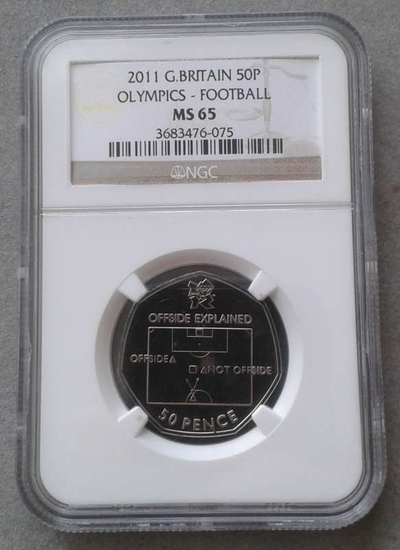2011 Great Britain 50 Pence NGC MS65 (Olympics - Football)