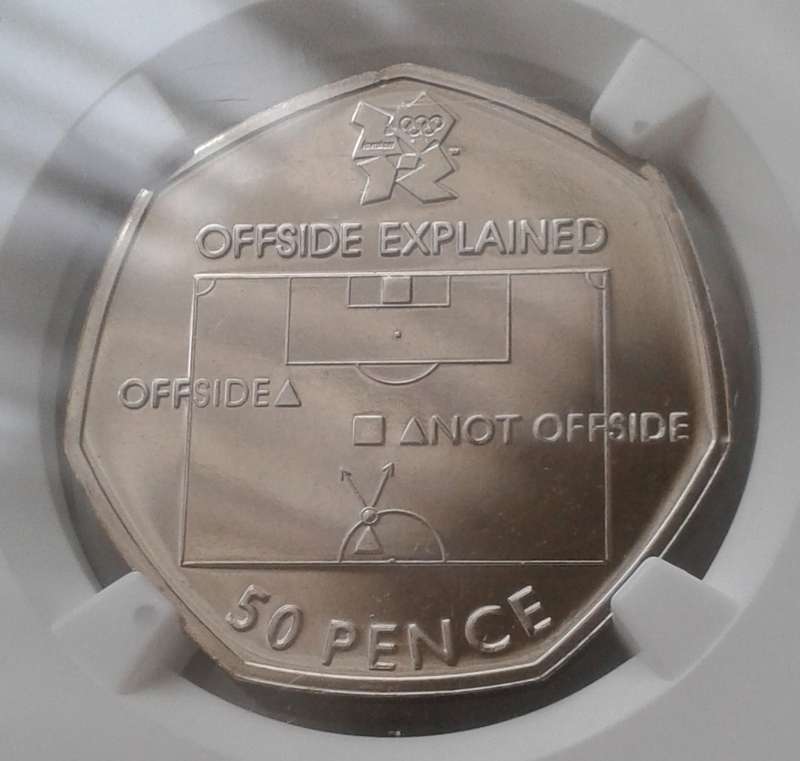 2011 Great Britain 50 Pence NGC MS65 (Olympics - Football)